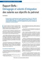 Rapport Beffa : Démagogie et volonté d’intégration des salariés aux objectifs du patronat