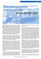 Rencontre européenne  contre la précarité à Paris  29 avril 2006