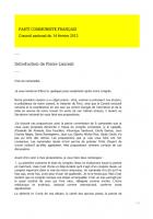 Conseil national du 13 février 2013 - Rapport de Pierre Laurent
