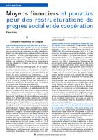 Moyens financiers  et pouvoirs pour des restructurations de progrès social et de coopération