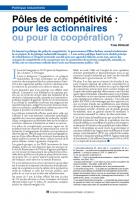 Pôles de compétitivité :  pour les actionnaires  ou pour la coopération ?