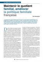 Maintenir	le quotient familial,	améliorer la politique familiale française
