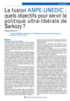 La fusion ANPE-UNEDIC : quels objectifs pour servir la politique ultra-libérale de Sarkozy ?
