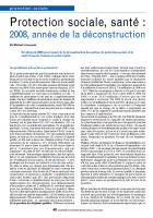 Protection sociale, santé : 2008, année de la déconstruction  
