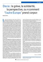Dacia : la grève, la solidarité, la perspective, ou «comment ‘l’autre Europe’ prend corps»