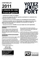 Cantonales 2011 - 5 raisons de voter Front de gauche