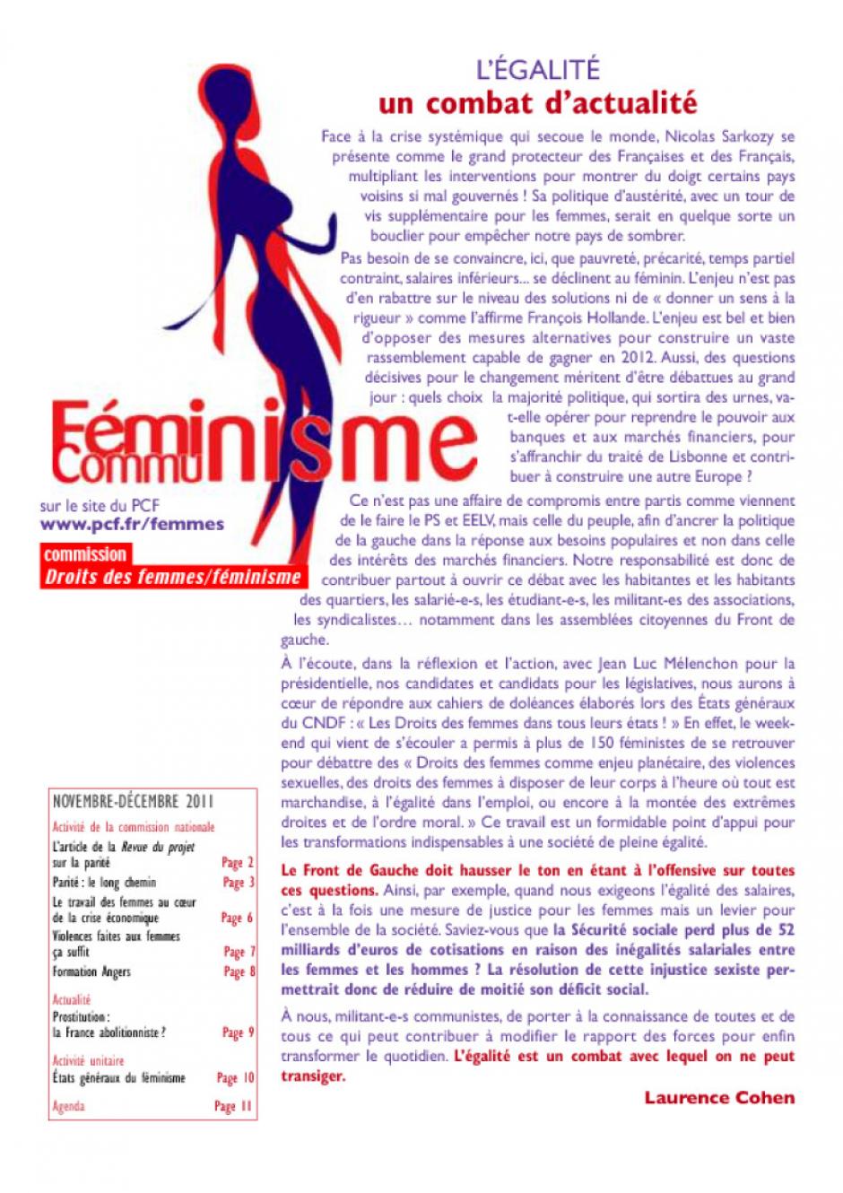 Féminisme - Communisme novembre-décembre 2011