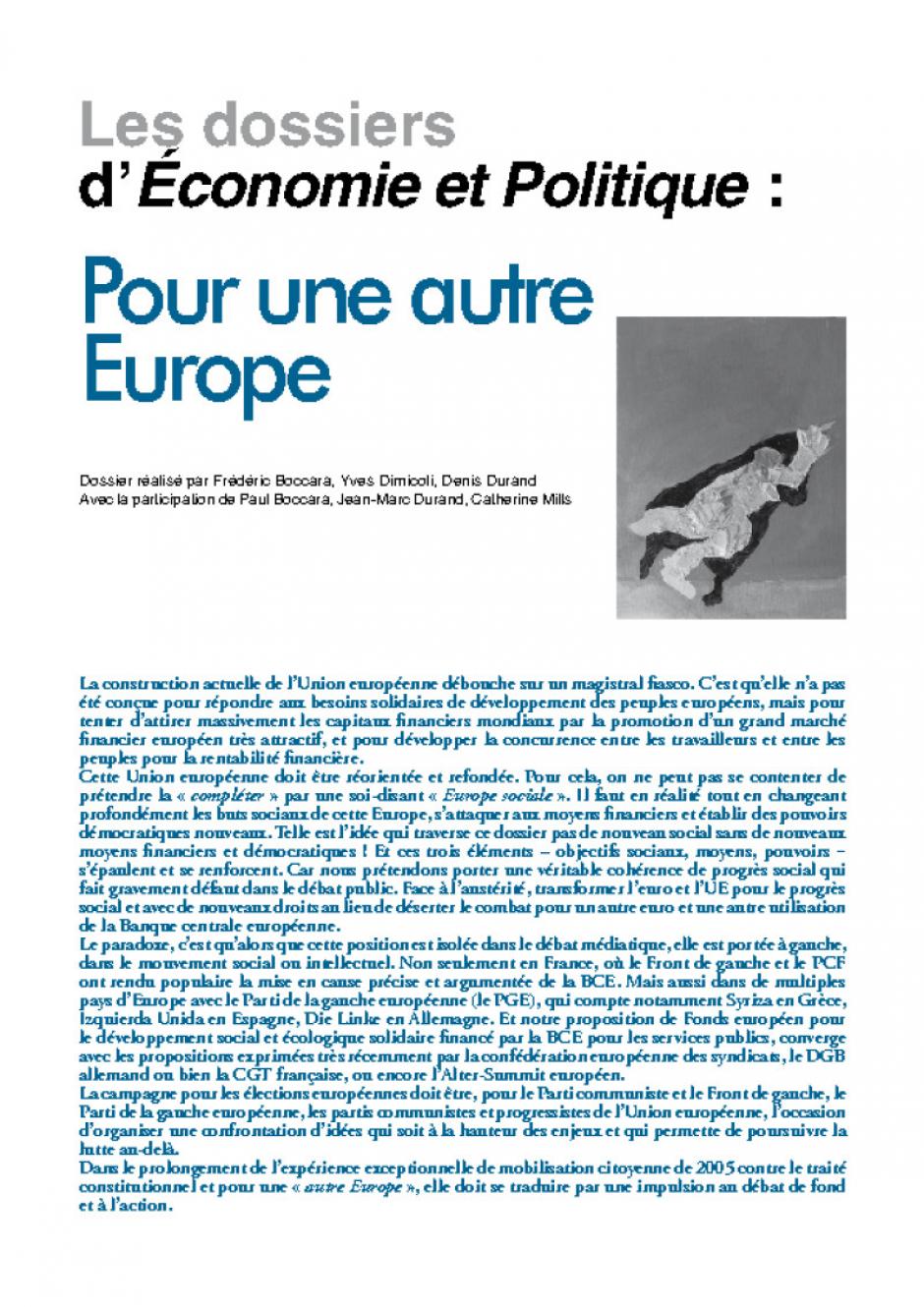 Pour une autre Europe (dossier) Mars-avril 2014